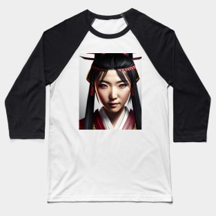 Female Samurai - Realistic Portrait Baseball T-Shirt